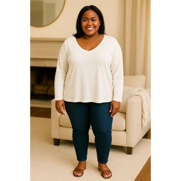 Amazon Essentials Size 3X Sweater Tops Scoop Neck Long Sleeve Ribbed Pack Of 2 - Picture 2 of 13